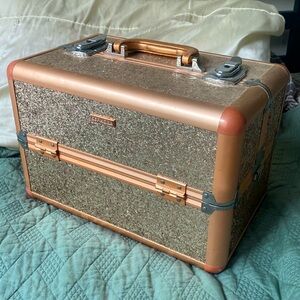 Sephora Rose Gold Makeup Trunk sequin makeup storage organizer